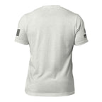 Back view of gray Tee With Arm Hits with clean unprinted back