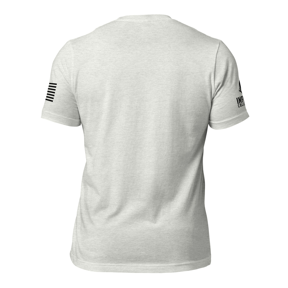 Back view of gray Tee With Arm Hits with clean unprinted back