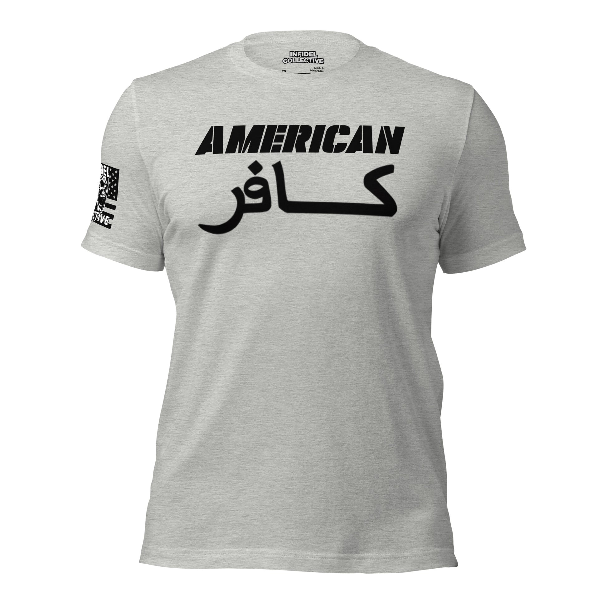 Arabic Script American Infidel Grey Shirt  Infidel Collective