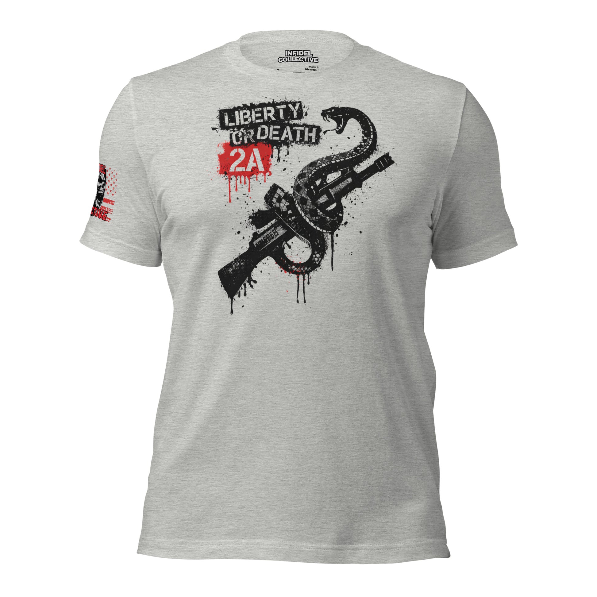 2A Liberty or Death Heather Gray T-Shirt  Infidel Collective