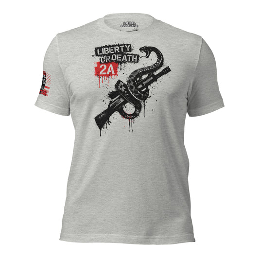 2A Liberty or Death Heather Gray T-Shirt  Infidel Collective