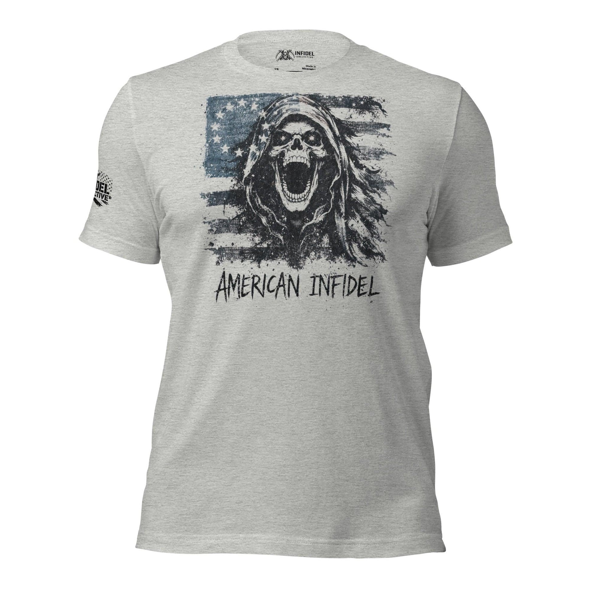 American Infidel Grunge Reaper Heather Gray Tee  Infidel Collective
