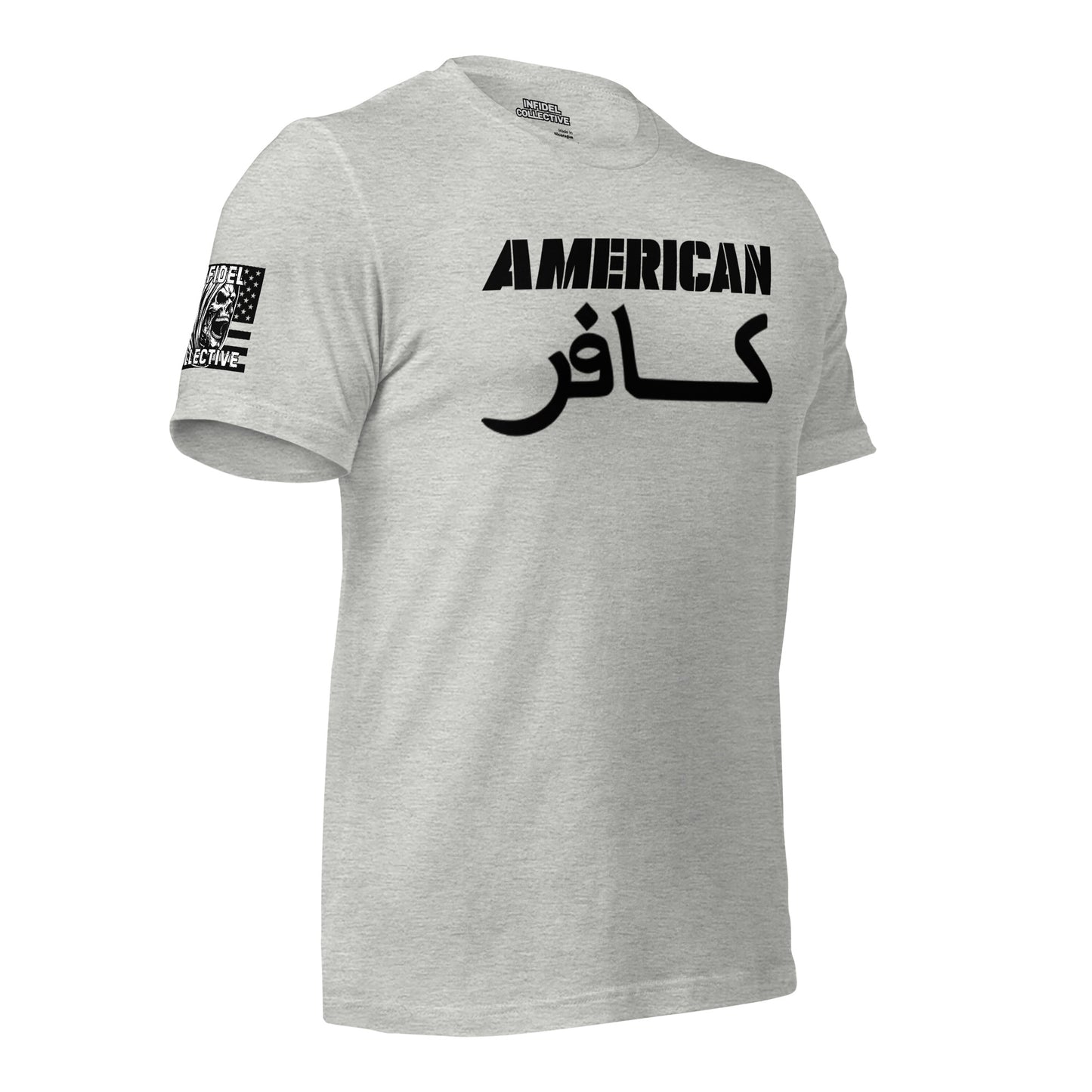 Arabic Script American Infidel Grey Shirt  Infidel Collective