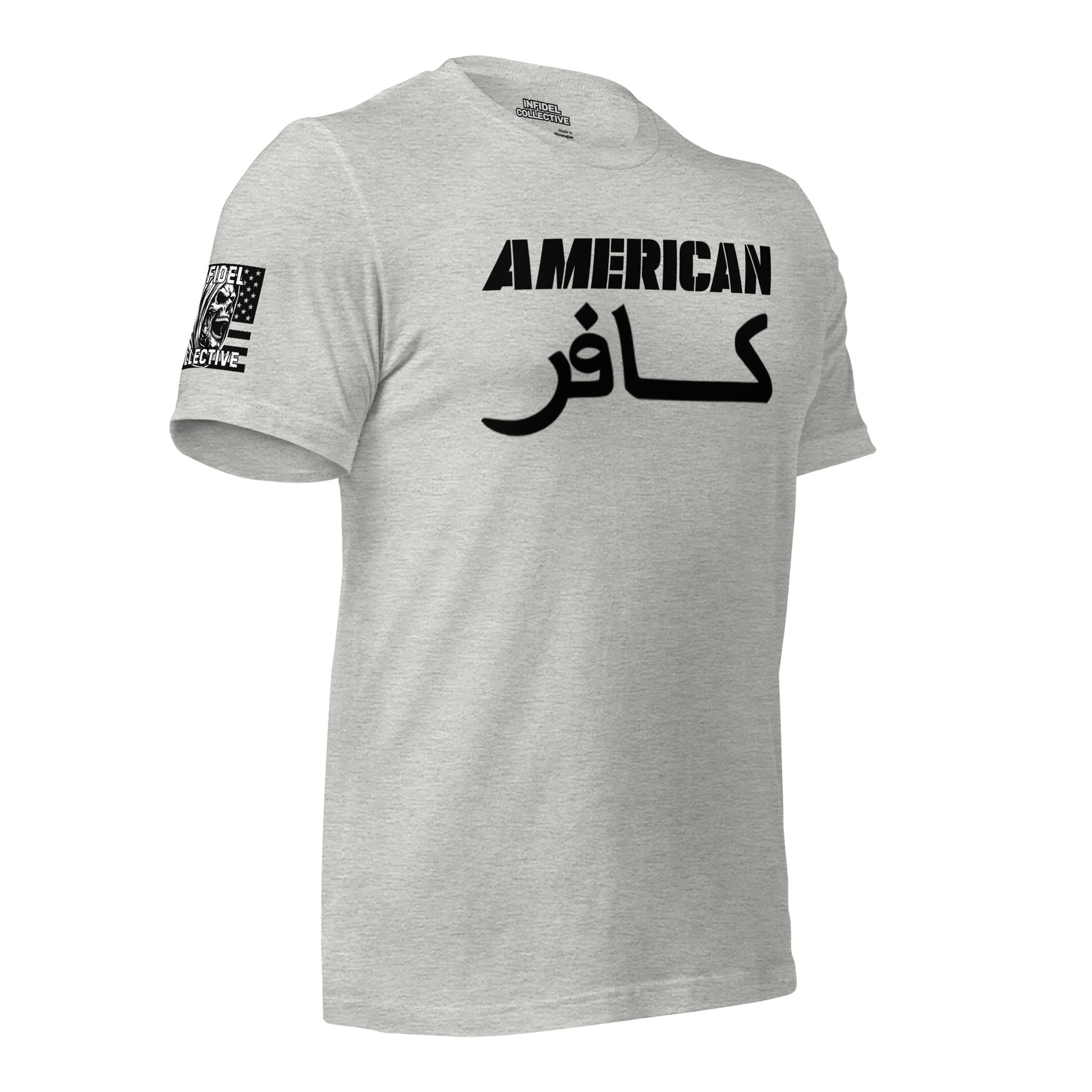 Arabic Script American Infidel Grey Shirt  Infidel Collective