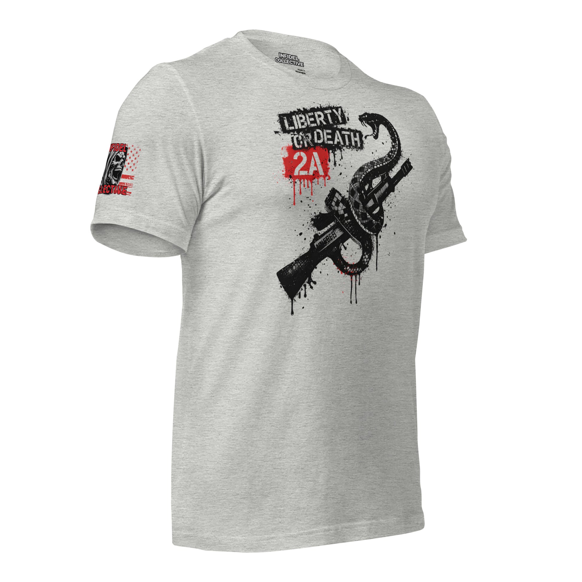 2A Liberty or Death Heather Gray T-Shirt  Infidel Collective