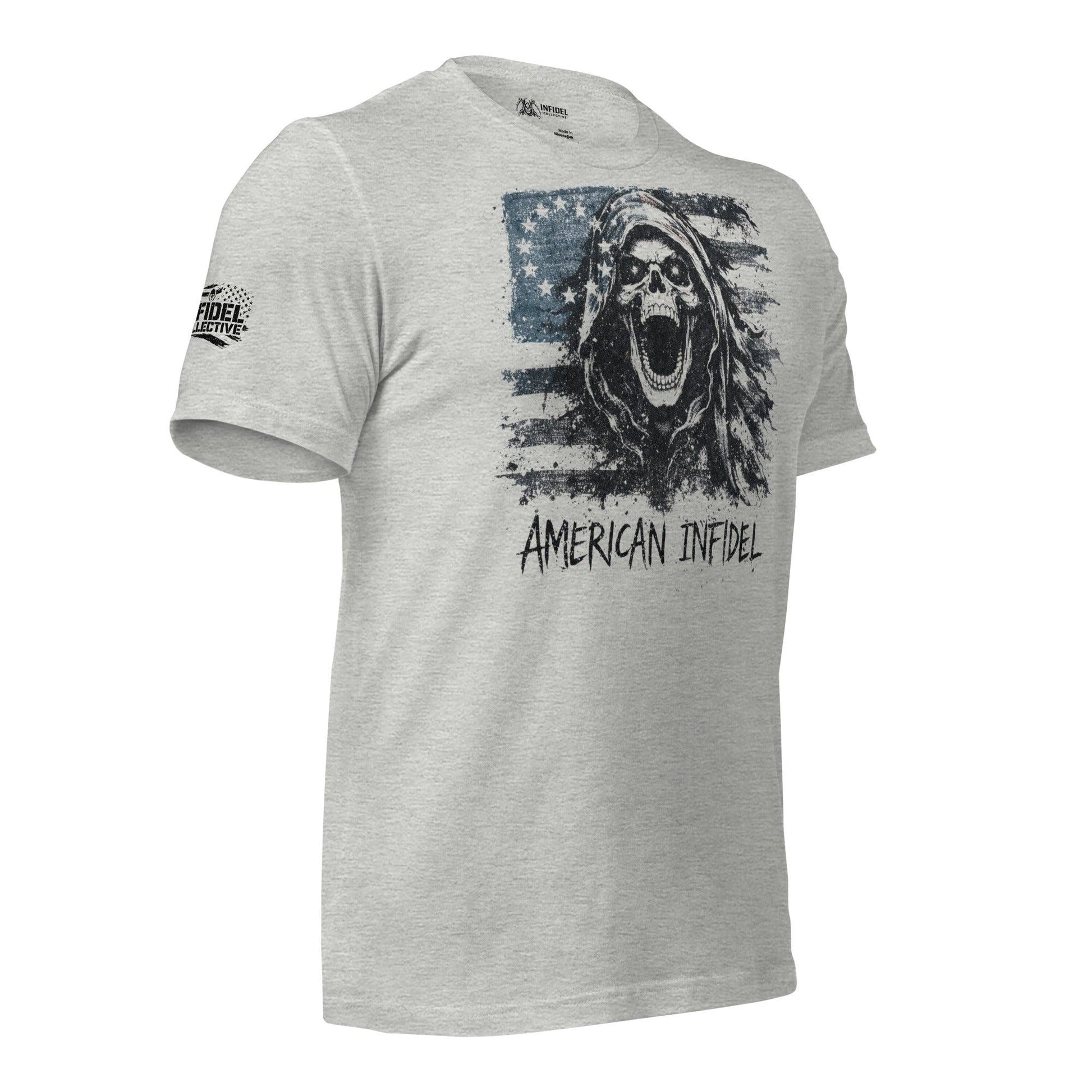 American Infidel Grunge Reaper Heather Gray Tee  Infidel Collective