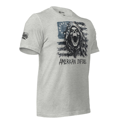 American Infidel Grunge Reaper Heather Gray Tee  Infidel Collective
