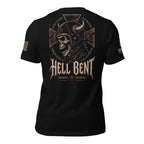 Back view of Black Hell Bent Biker Skull Back Print tee.