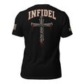 Back of black Crimson Cross of Nails tee showing large nail cross graphic