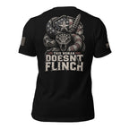 This Woman Doesn't Flinch Rattlesnake Back Print Tee, black tee, back view