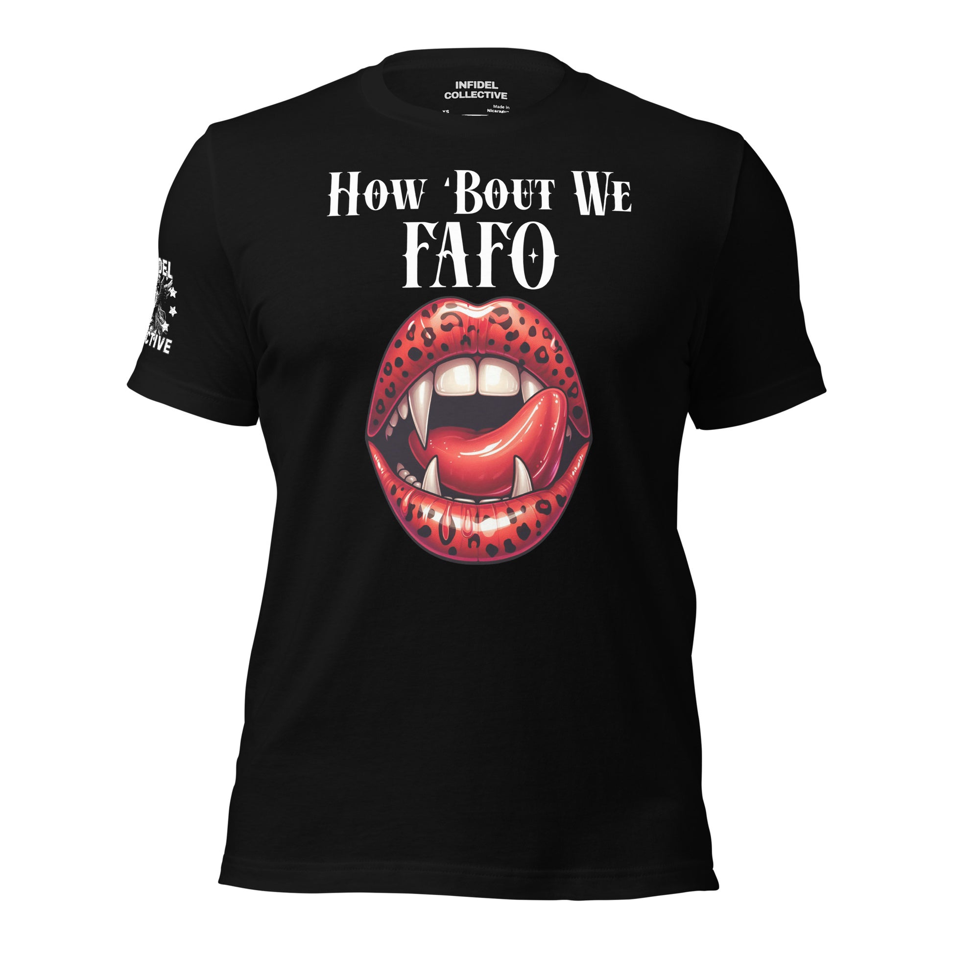 Sexy NSFW FAFO Vampire Lips Women's Black T-Shirt  Infidel Collective