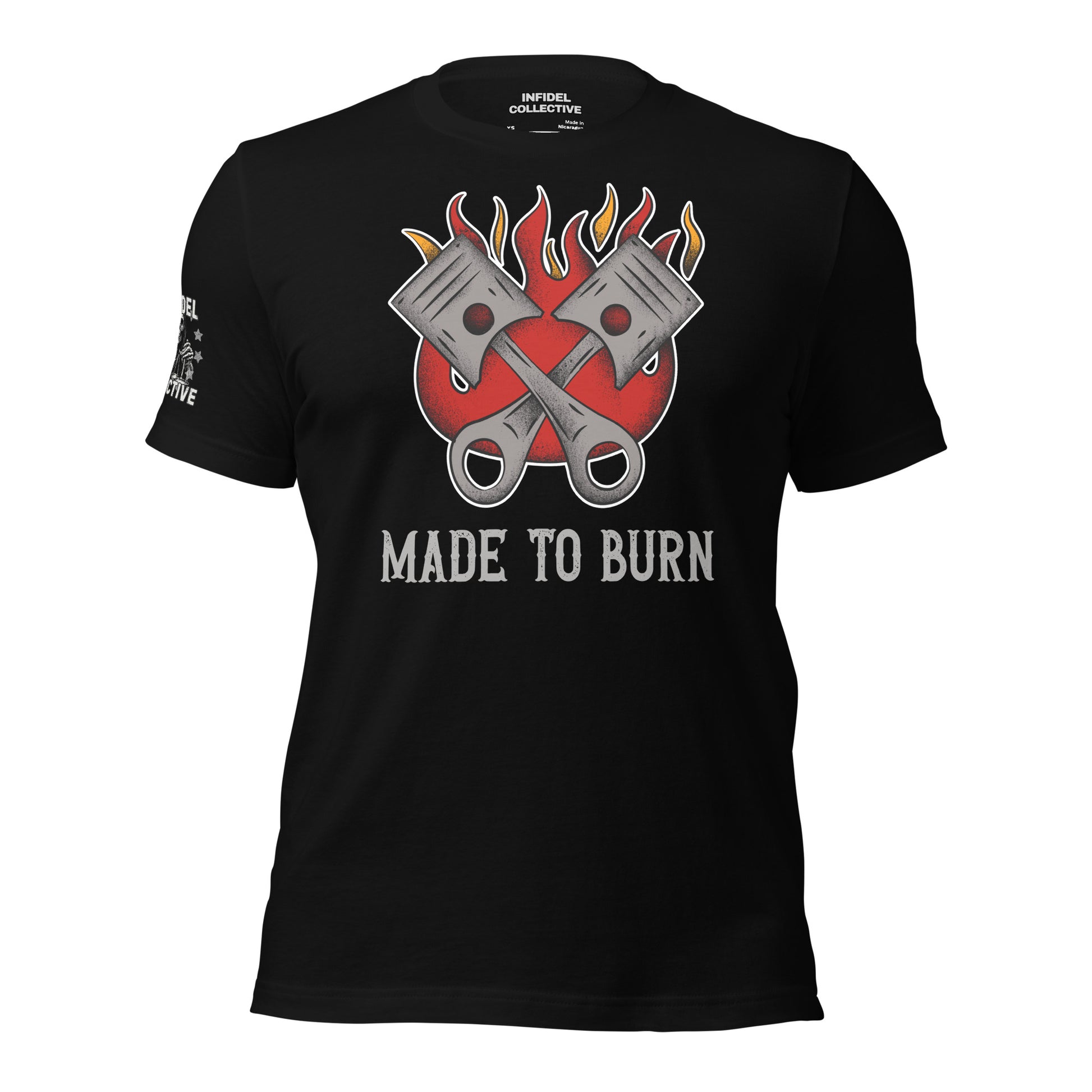 Made to Burn Black T Shirt for Gear Heads & Bikers  Infidel Collective
