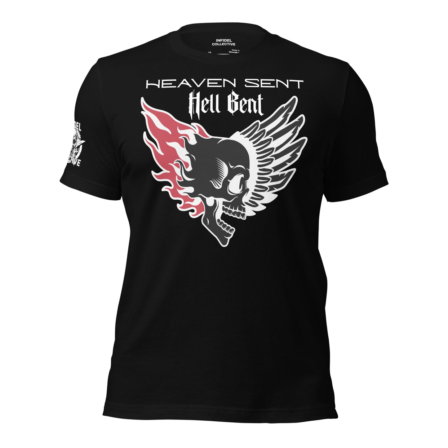 Graphic Tees Men & Women Want – Heaven Sent Hell Bent Black T Shirt  Infidel Collective