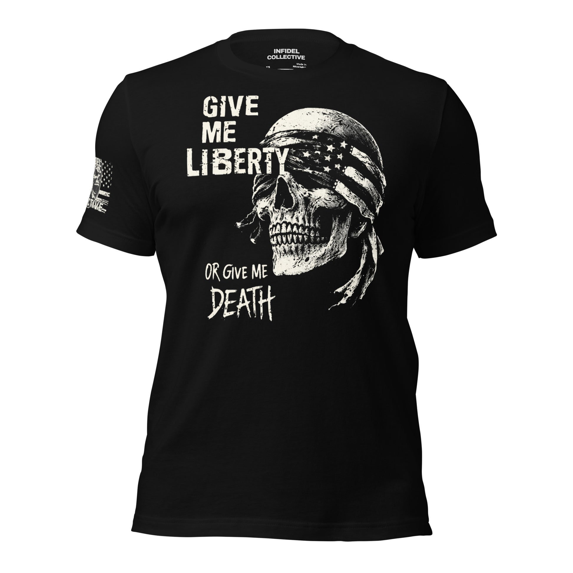 Liberty or Death Monochrome Black Tee  Infidel Collective