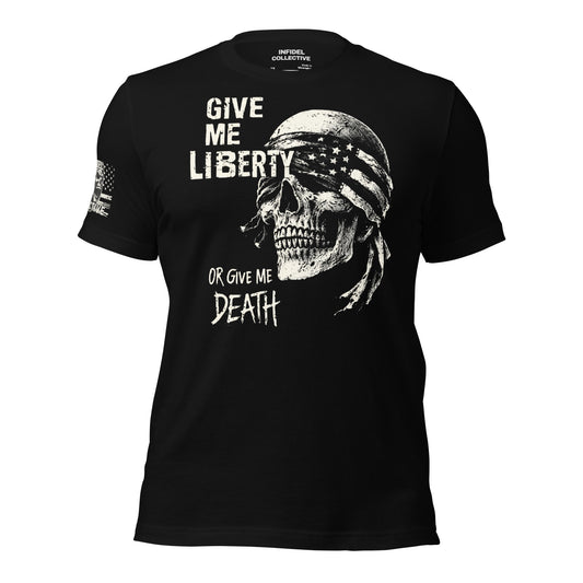 Liberty or Death Monochrome Black Tee  Infidel Collective