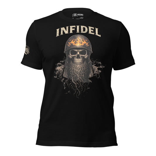 Infidel Biker Skull Helmet Black T-Shirt  Infidel Collective