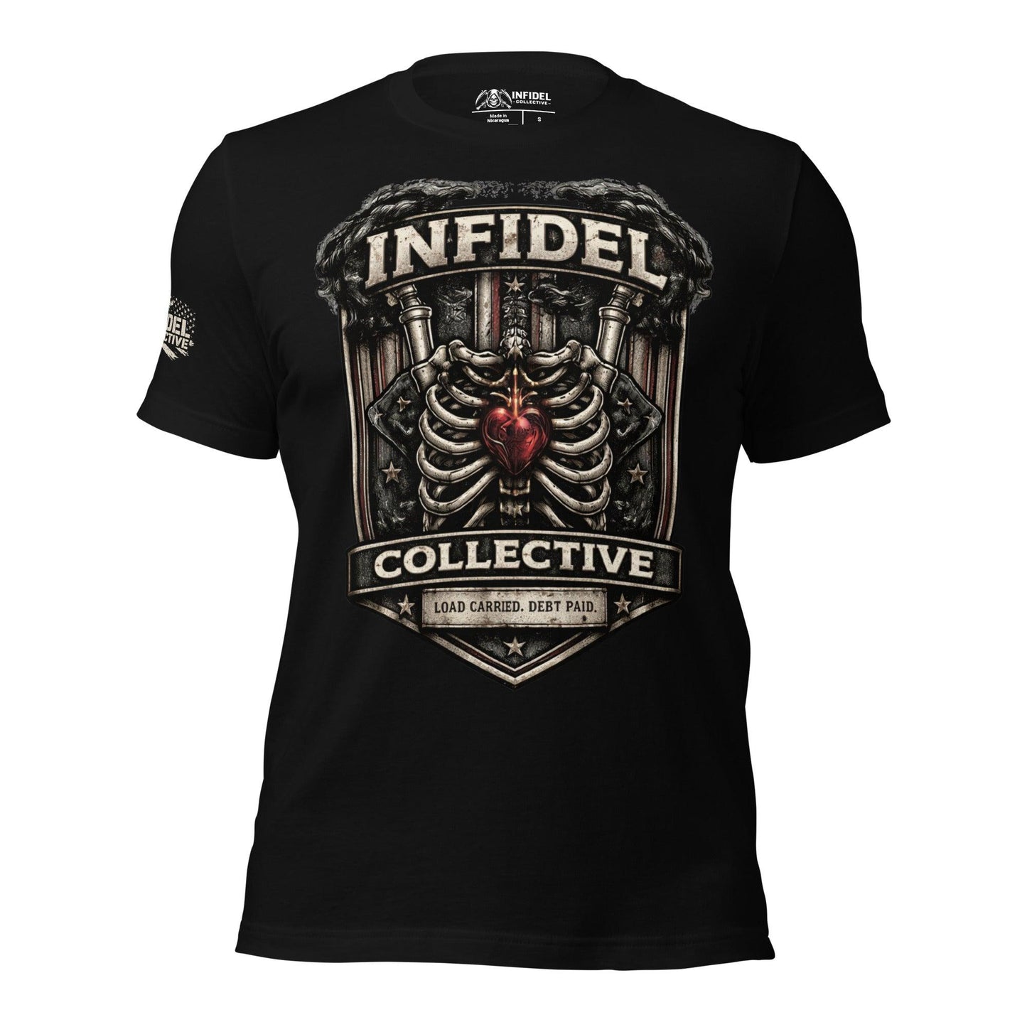 Load Carried Debt Paid Black Tee  Infidel Collective