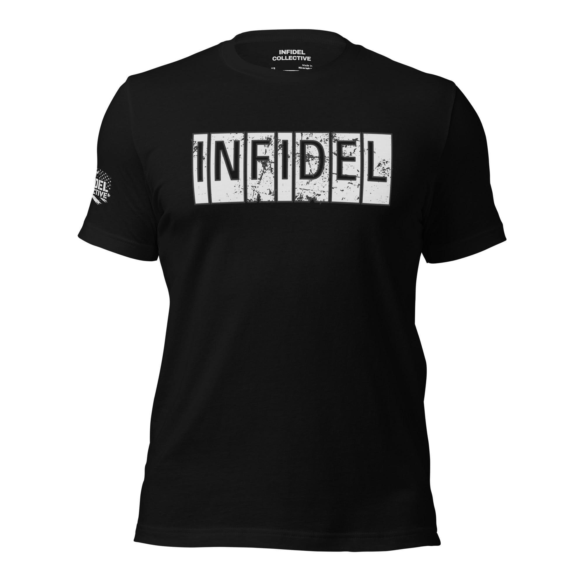 Vintage Type Infidel Badge of Honor Black T-Shirt  Infidel Collective