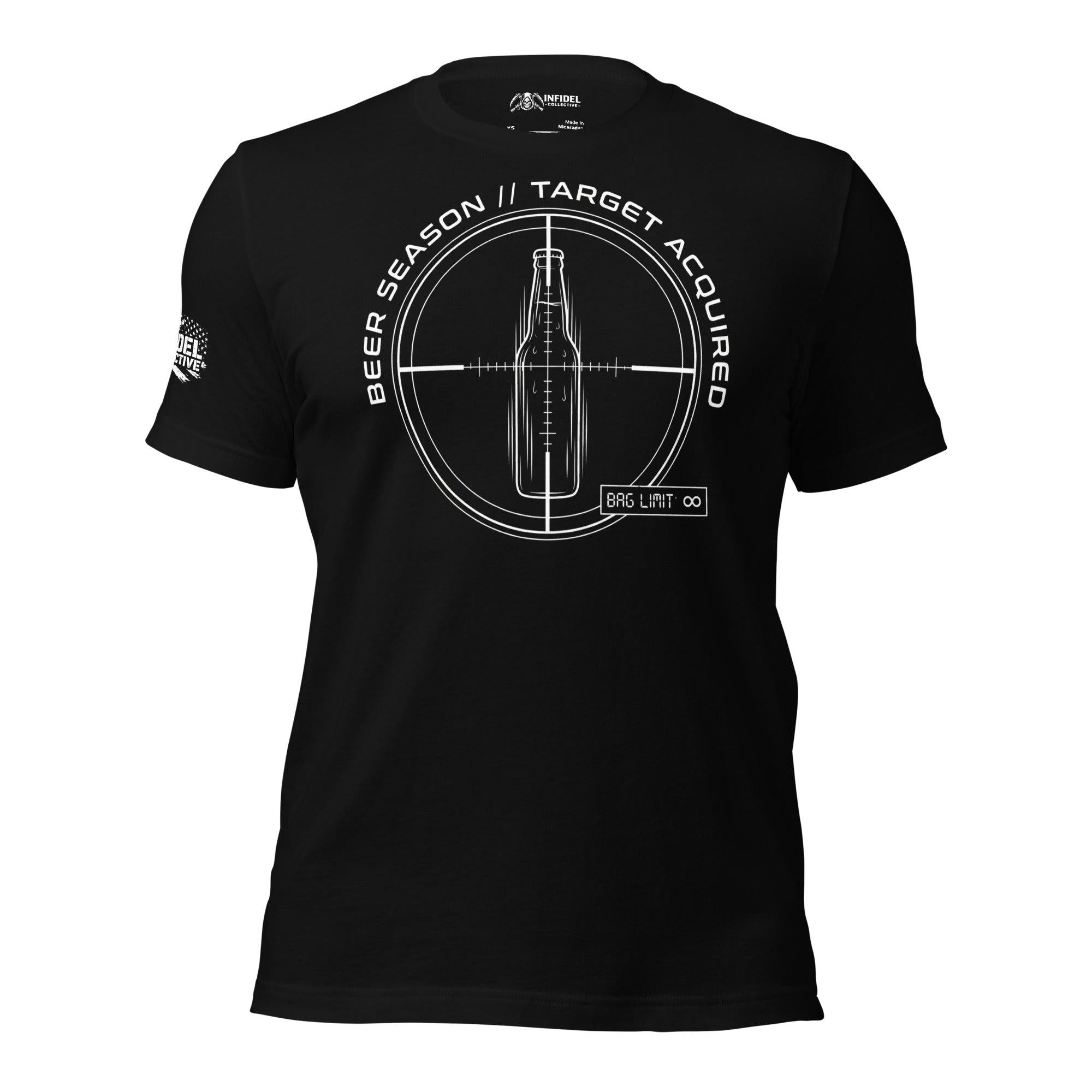 Beer Season Target Acquired Black Tee  Infidel Collective