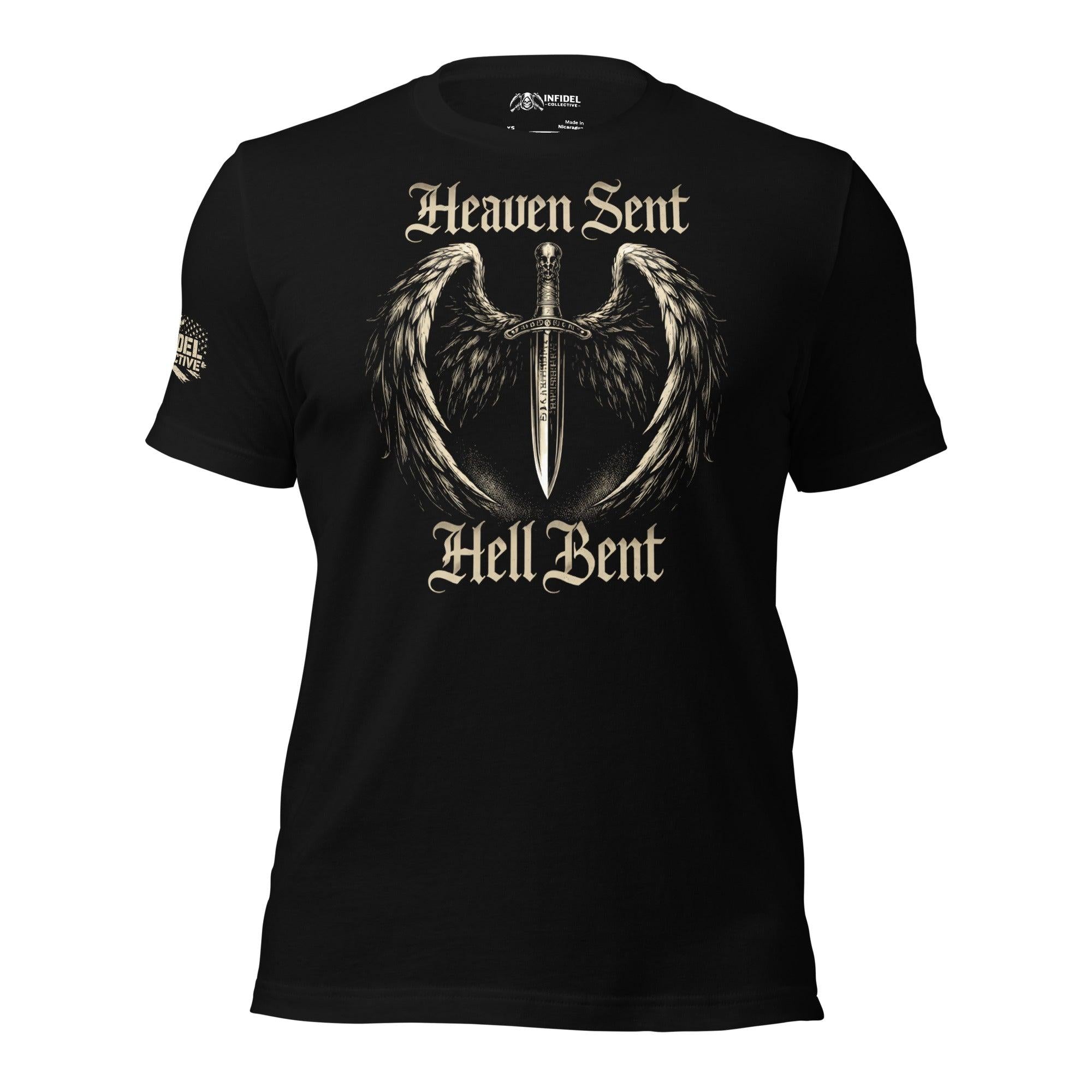 Bronze Heaven Sent Hell Bent Black T-Shirt  Infidel Collective