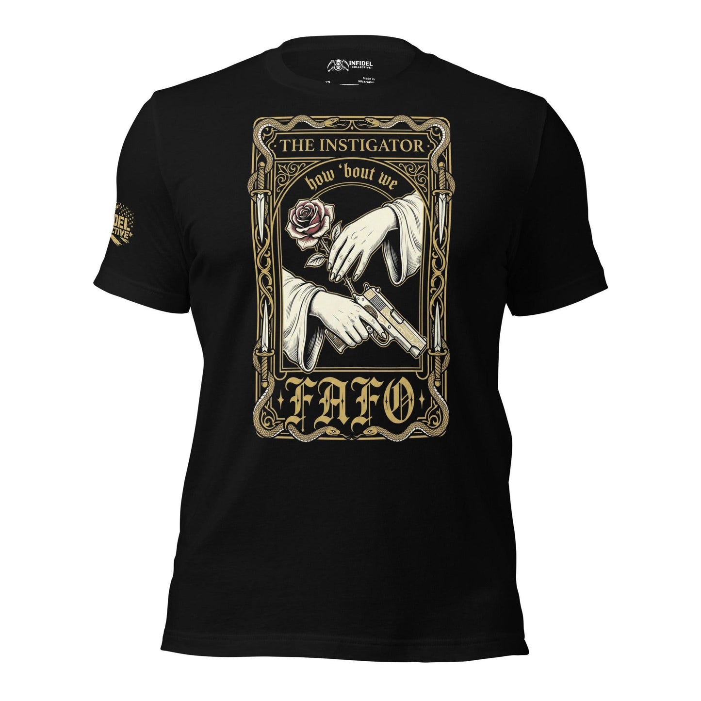 The Instigator Women's Black T-Shirt  Infidel Collective