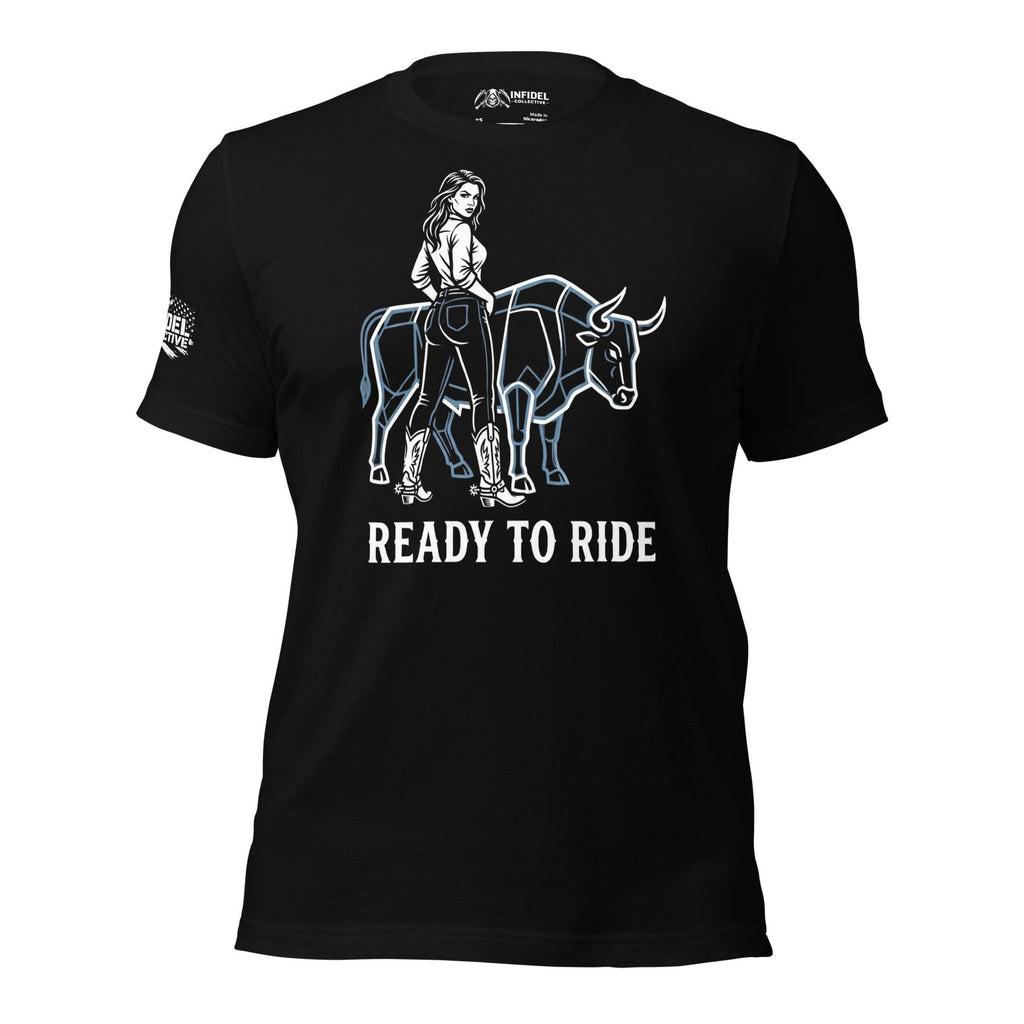 Ready to Ride the Bull Women's Black Tee  Infidel Collective