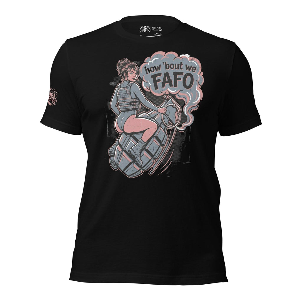 Tempted How Bout We FAFO Women's Black Tee  Infidel Collective