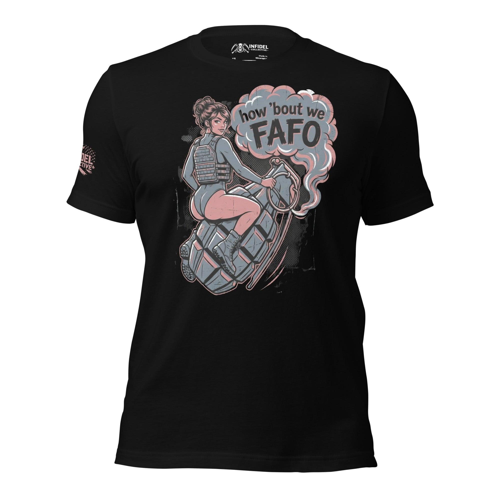 Tempted How Bout We FAFO Women's Black Tee  Infidel Collective