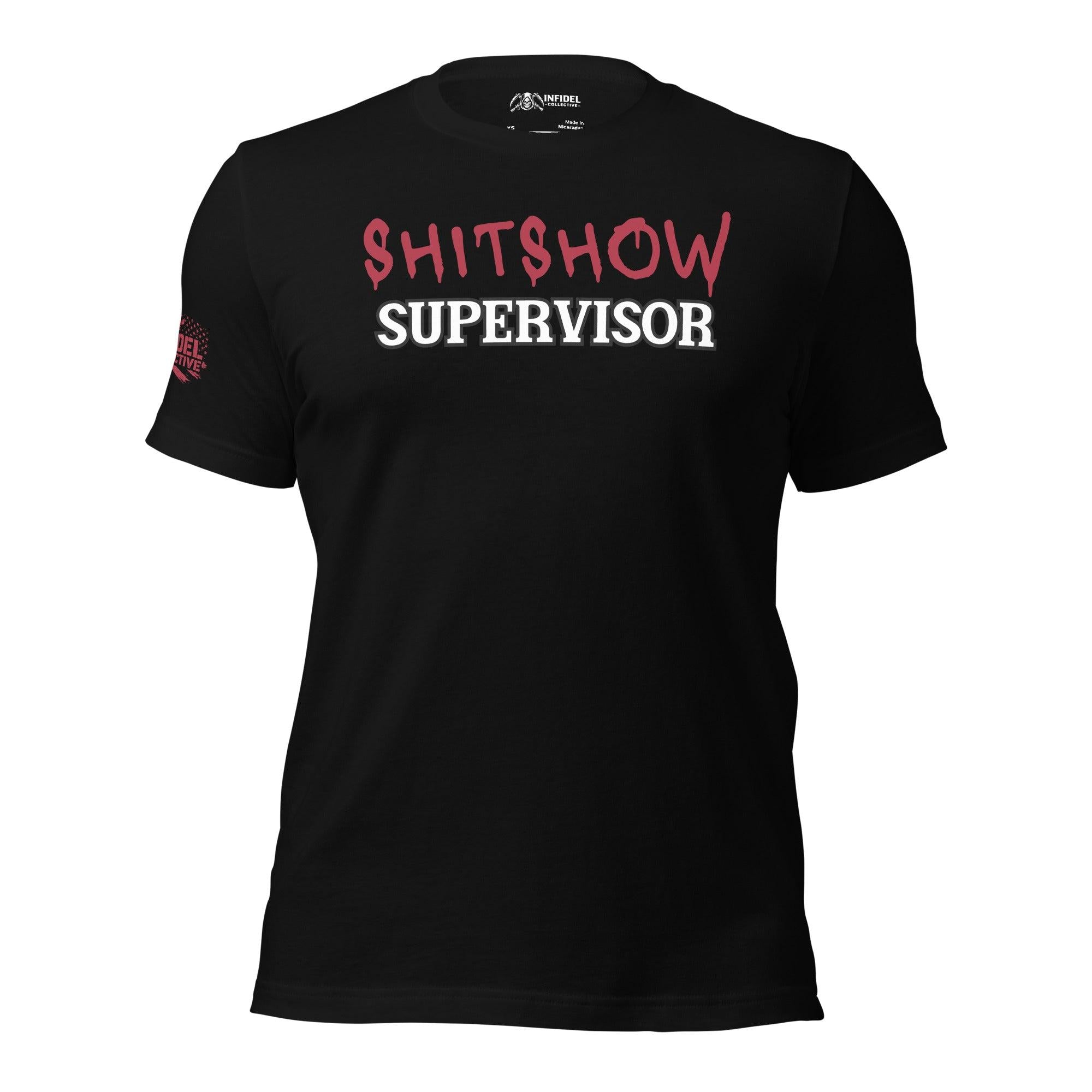 Shitshow Supervisor Red on Black T-Shirt  Infidel Collective