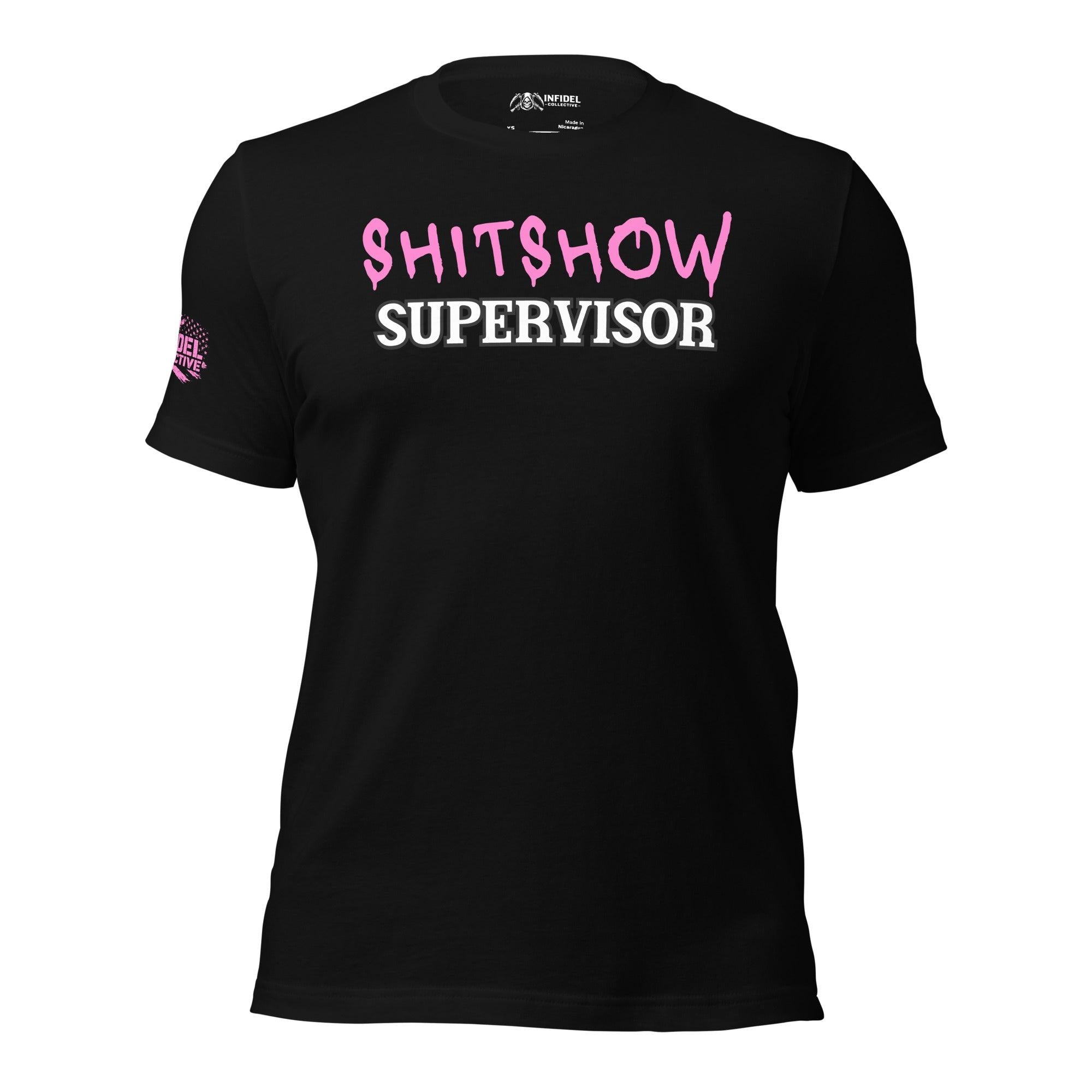 Shitshow Supervisor Pink on Black T-Shirt  Infidel Collective