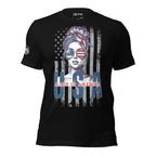 Patriotic T-Shirt: Aviator Babe USA Flag Graphic Tee in Black  Infidel Collective