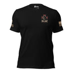 Front view of Black Hell Bent Biker Skull Back Print tee.