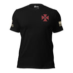 American Patriot 2 Timothy 1:7 Cross Back Print Tee, black tee, front view