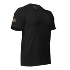 Death Mask Infidel No Mercy Given back print black tee from Infidel Collective
