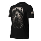 Front-left view of Black Stoic Infidel Eagle tee.
