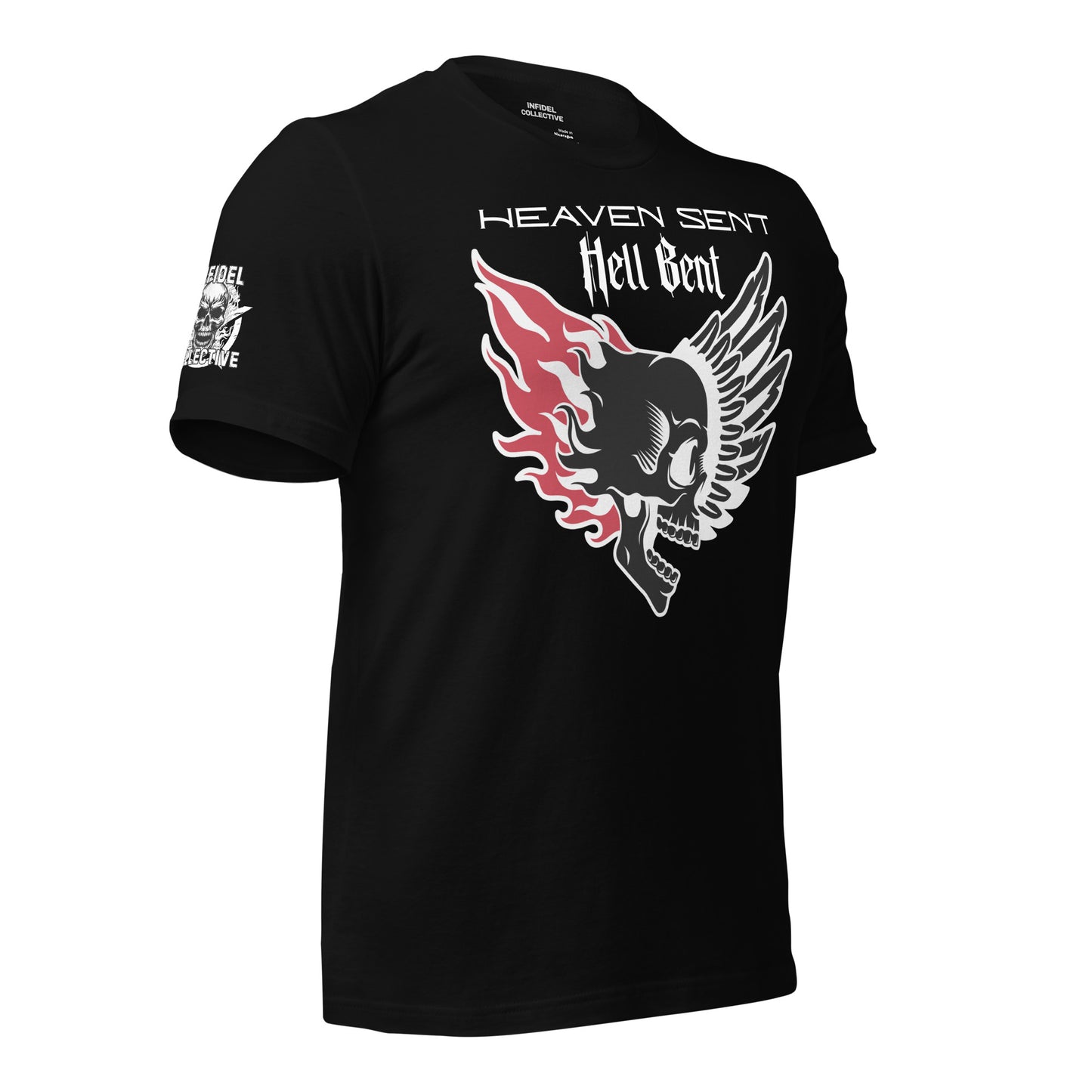 Graphic Tees Men & Women Want – Heaven Sent Hell Bent Black T Shirt  Infidel Collective