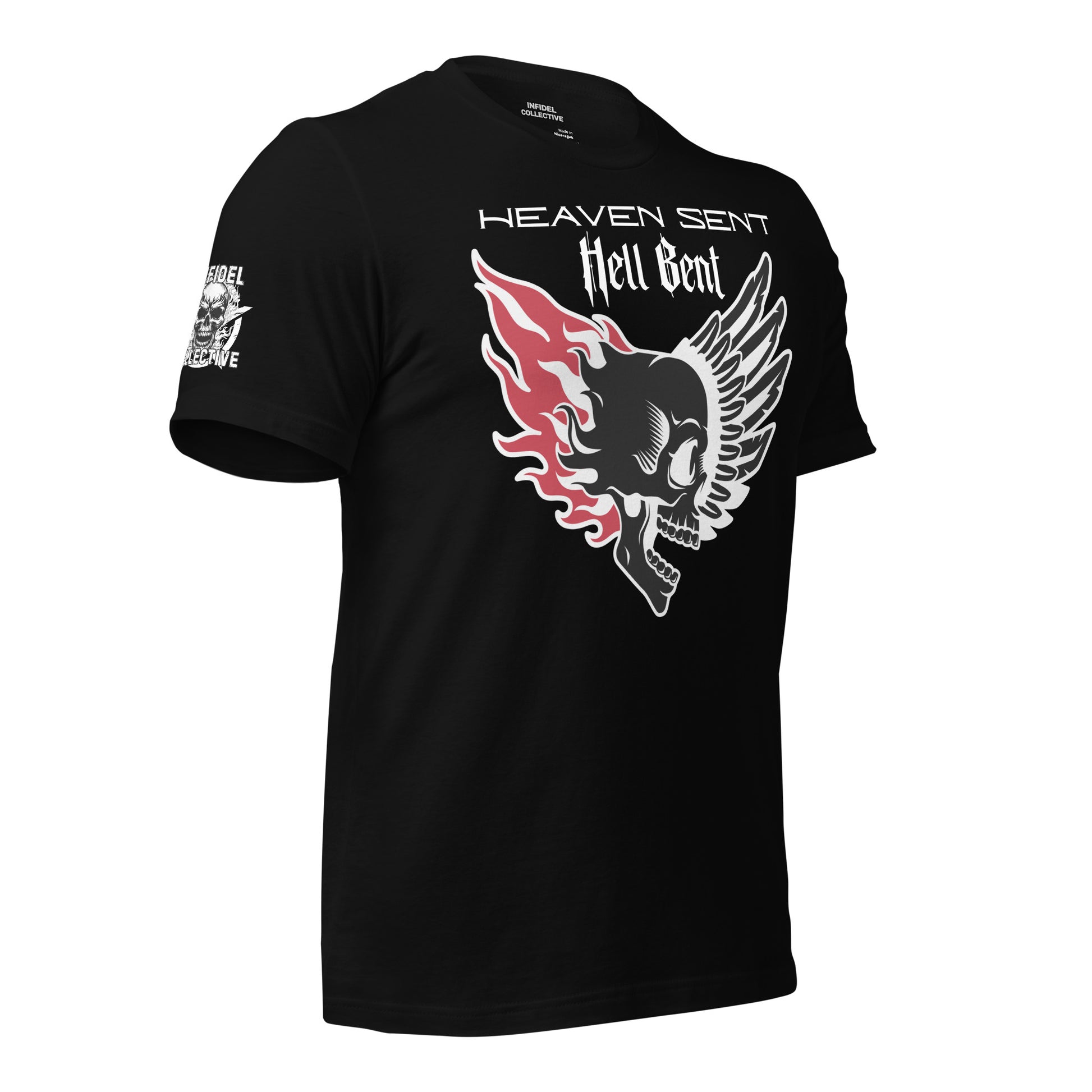 Graphic Tees Men & Women Want – Heaven Sent Hell Bent Black T Shirt  Infidel Collective