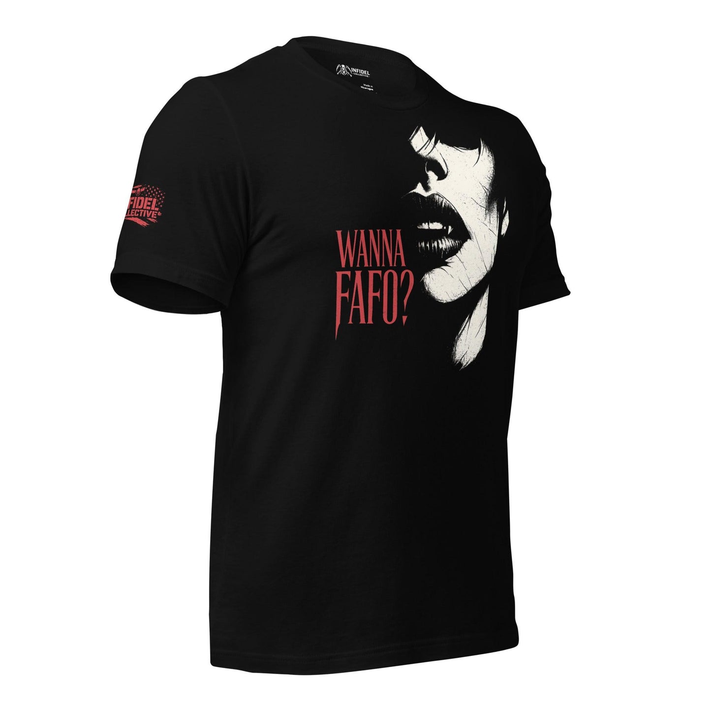 Sexy NSFW Wanna FAFO Women's Black T-Shirt  Infidel Collective