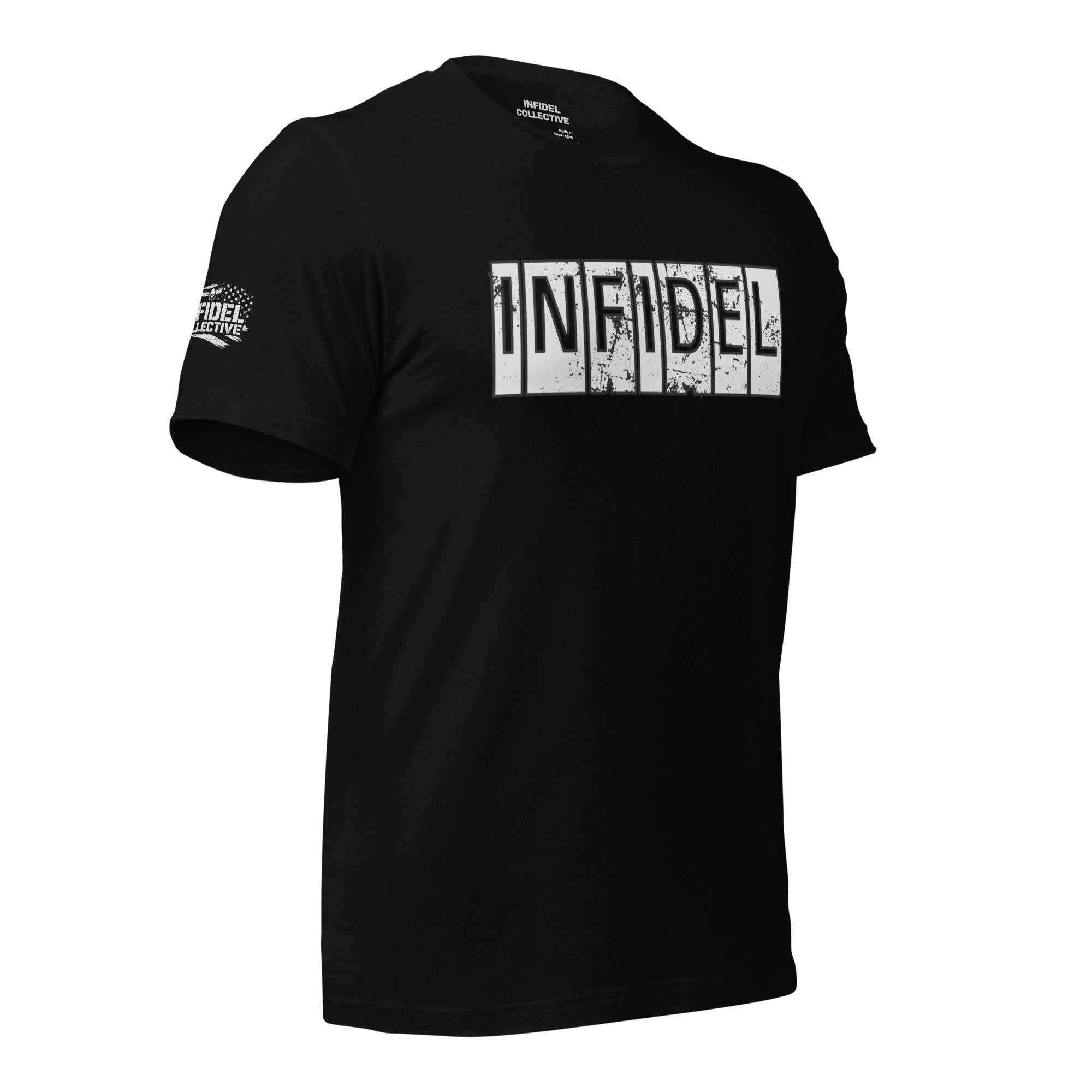 Vintage Type Infidel Badge of Honor Black T-Shirt  Infidel Collective