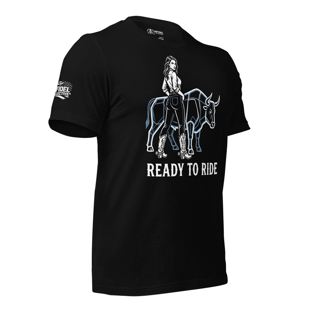 Ready to Ride the Bull Women's Black Tee  Infidel Collective