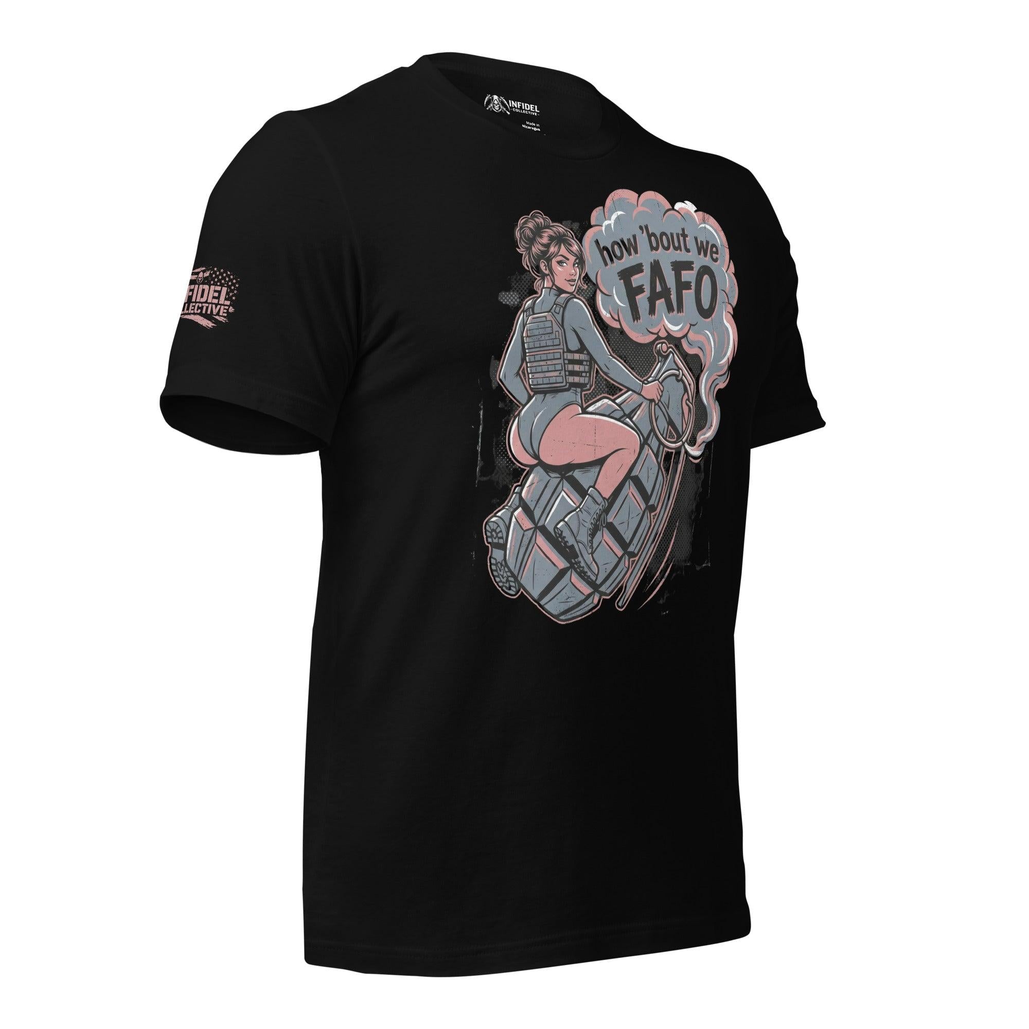 Tempted How Bout We FAFO Women's Black Tee  Infidel Collective