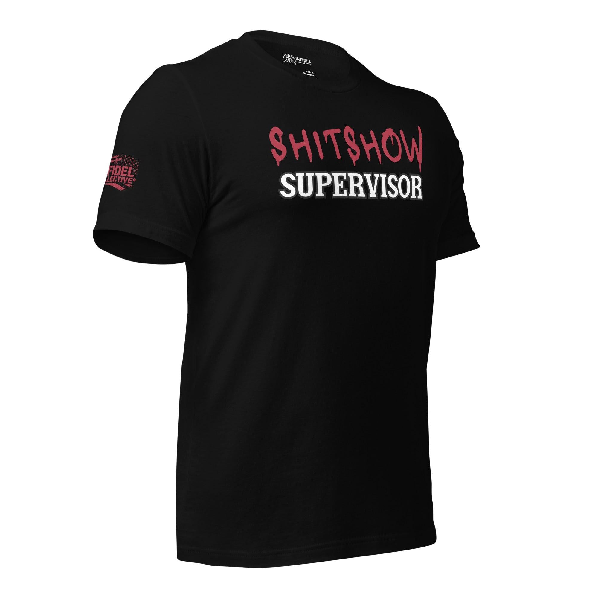 Shitshow Supervisor Red on Black T-Shirt  Infidel Collective