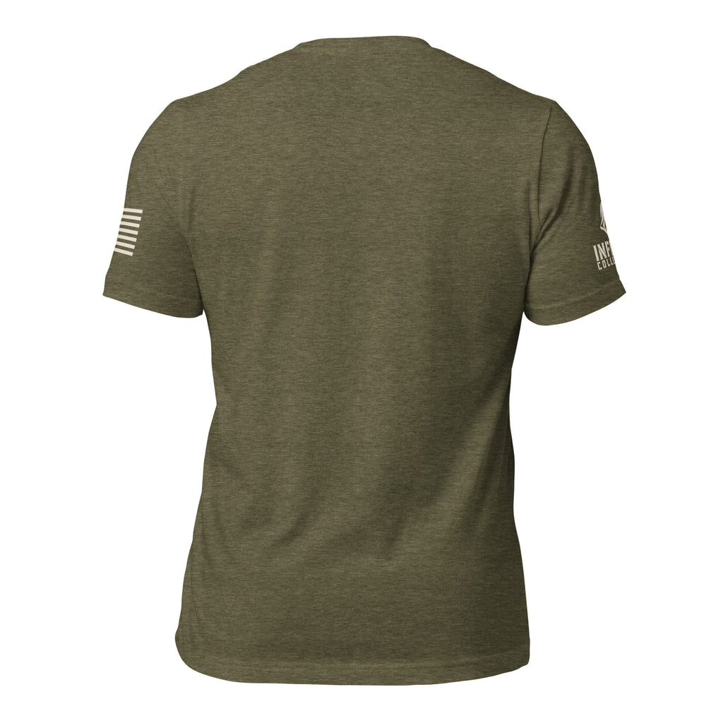 Back view of green Tee With Arm Hits with clean unprinted back