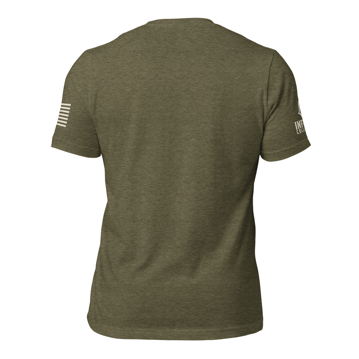Back view of green Tee With Arm Hits with clean unprinted back