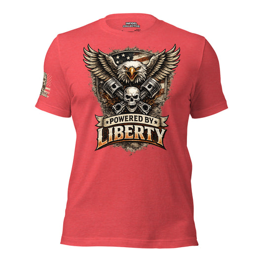 Powered by Liberty Heather Red Tee  Infidel Collective