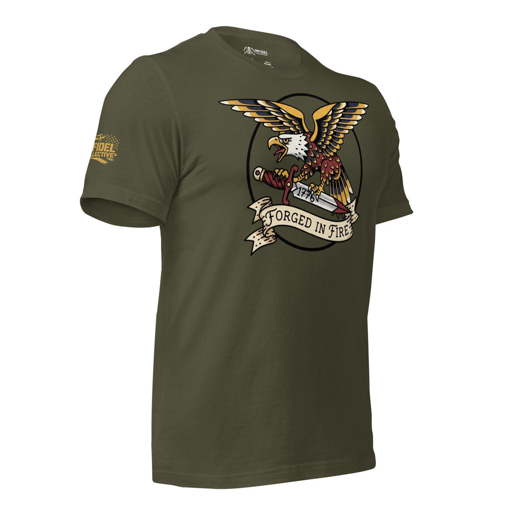 Vintage Forged In Fire Military Green Tee  Infidel Collective