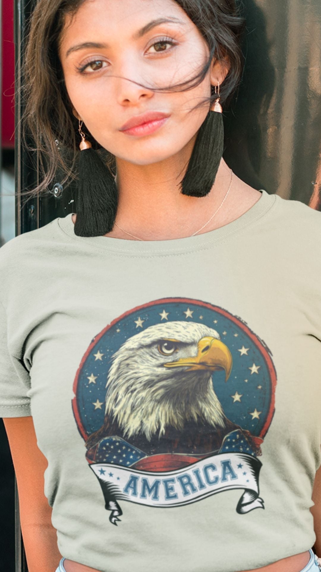 Crop Top  Patriotic Crop Top – Vintage America Eagle Fourth of July Shirt Infidel Collective