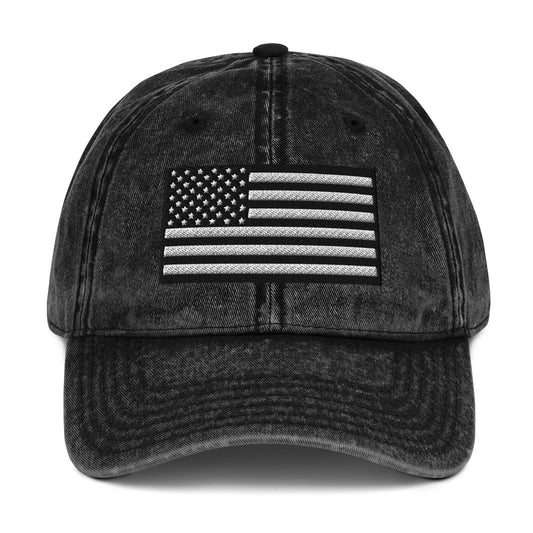 Vintage Black and White USA Flag Ball Cap – Patriotic Hats for Men & Women  Infidel Collective