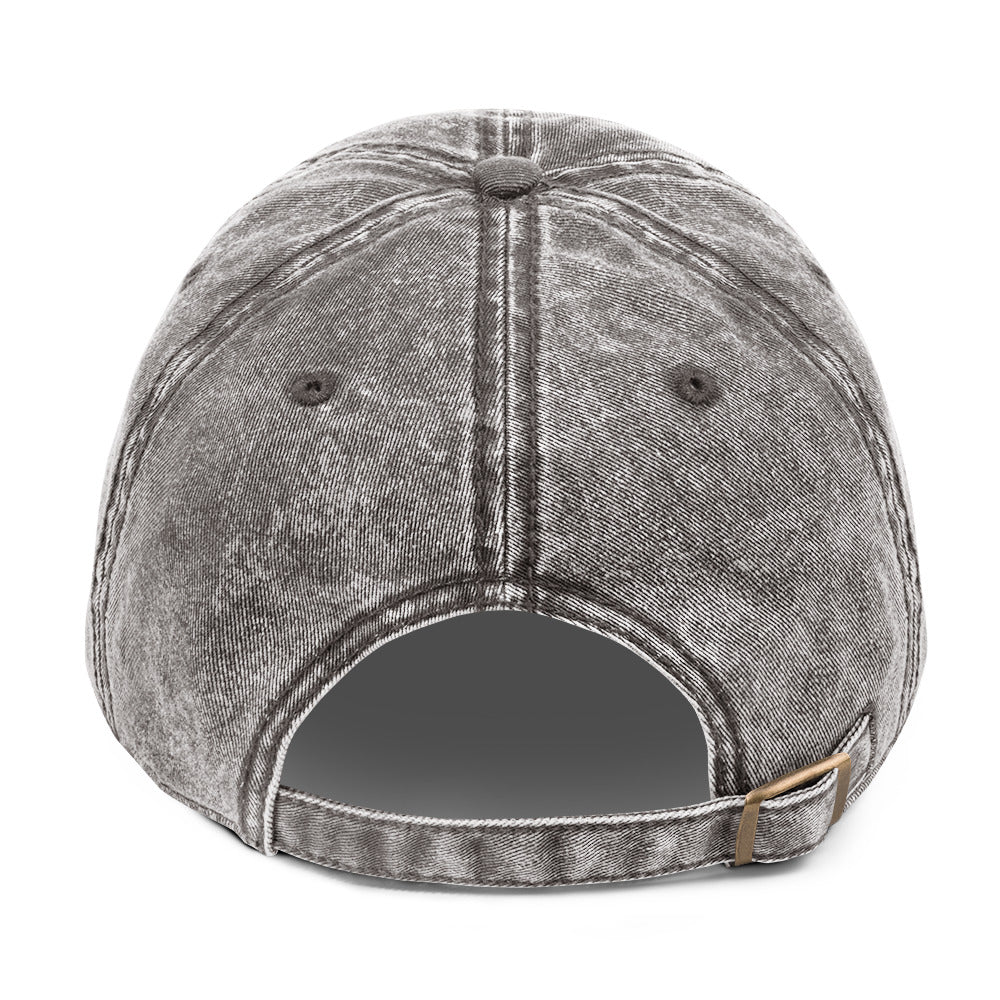 M Rugby Club charcoal gray vintage cap, back view.