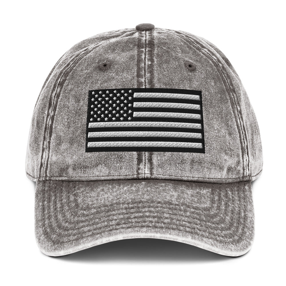 Vintage Black and White USA Flag Ball Cap – Patriotic Hats for Men & Women  Infidel Collective